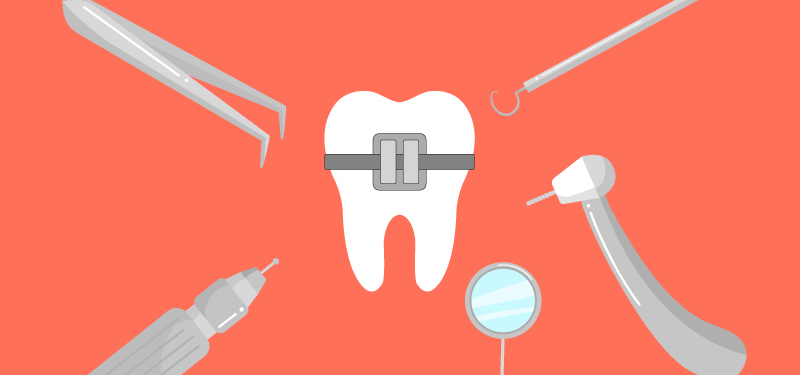 Zahnreinigung Zahnspangen Illustration